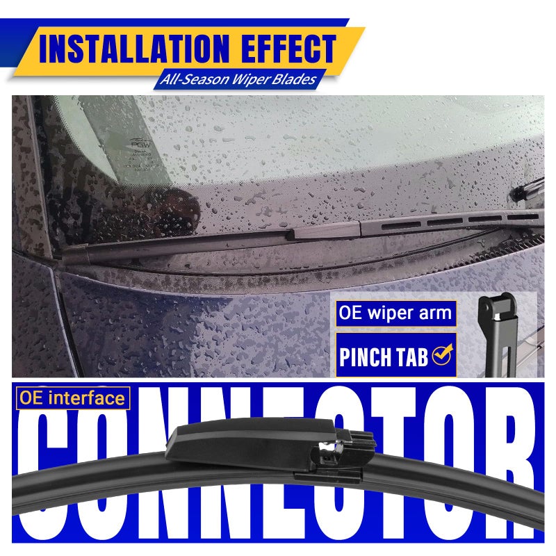 Rooppa 2 wipers Replacement for 2002-2008 A4 S4 RS4 A6 S6 Allroad, Windshield Wiper Blades Original Equipment Replacement - 22"/22" (Set of 2) - Image 3